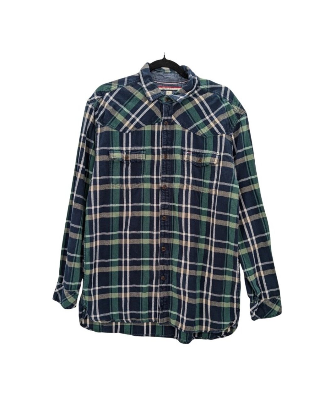 Tommy Hilfiger Tartan Plaid Flannel Button Up Shirt Classic Preppy Work XLarge